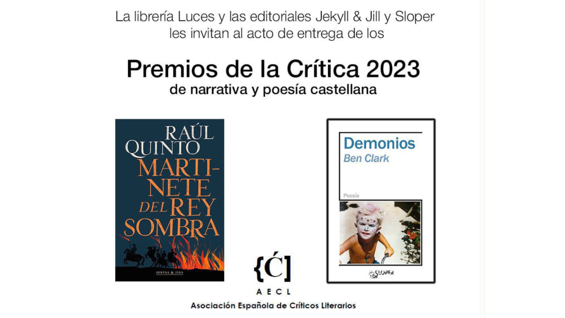 Os invitamos al acto de entrega de los Premios de la Crítica 2023, que contará con la presencia de Raúl Quinto, Ben Clark y Antonio Soler.