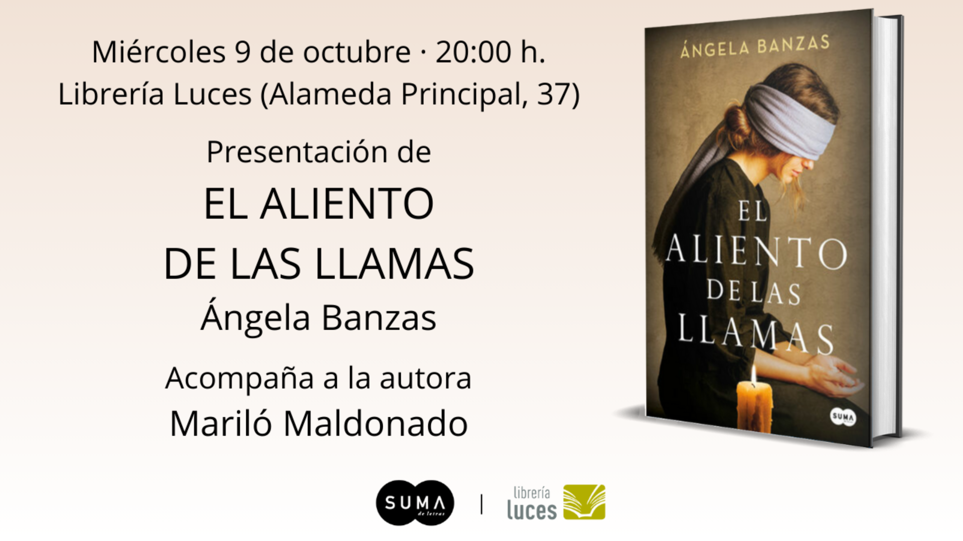 Presentación en Luces de 'El aliento de las llamas', thriller histórico de Ángela Banzas publicado por Suma de Letras.