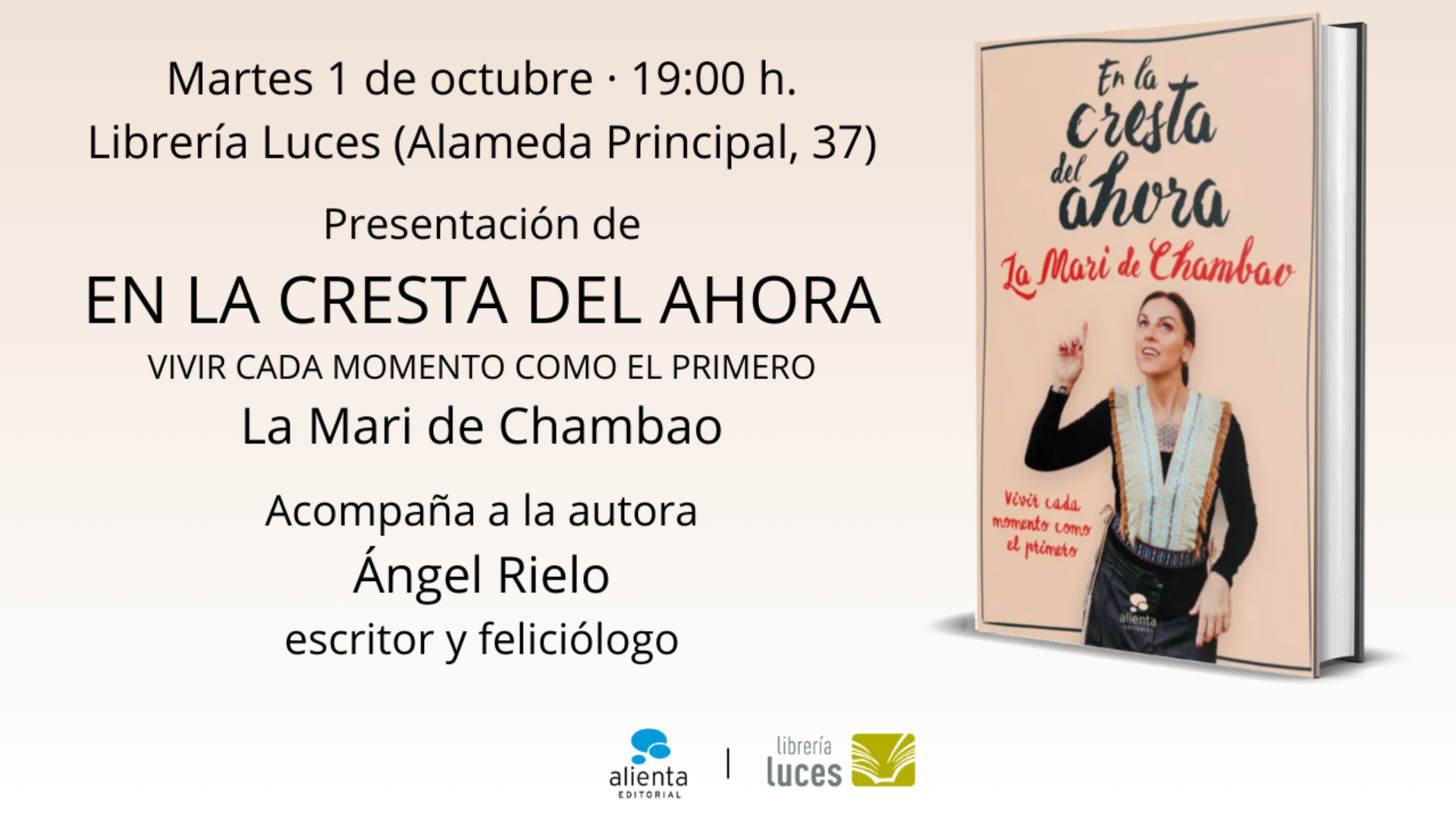 Presentación en Luces de 'En la cresta del ahora. Vivir cada momento como el primero', libro de La Mari de Chambao.