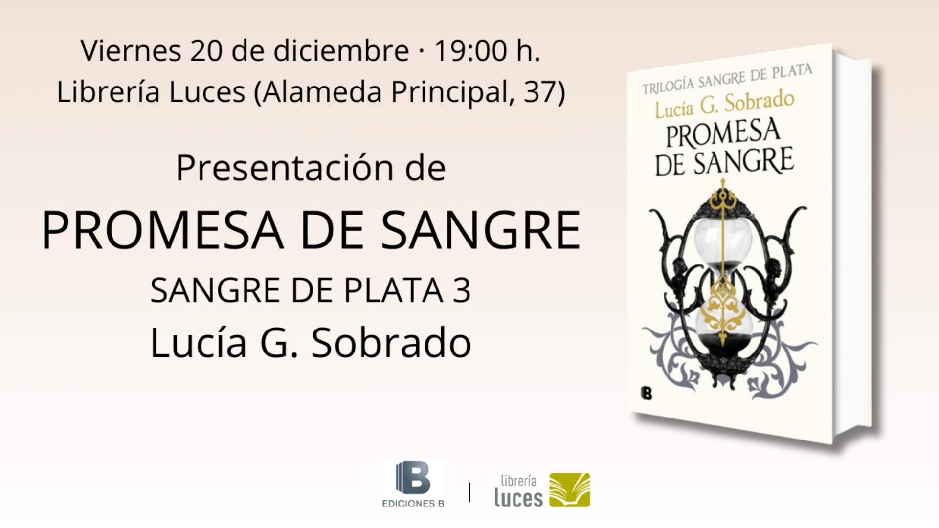 Presentación en Luces de Promesa de sangre, tercer volumen de la trilogía Sangre de Plata escrita por Lucía G. Sobrado,